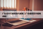 广东高手打麻将技巧视频（广东麻将高手视频讲解）