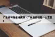广东麻将碰是谁摸牌（广东麻将碰是什么意思）