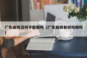 广东麻将没对子能胡吗（广东麻将有对对胡吗）